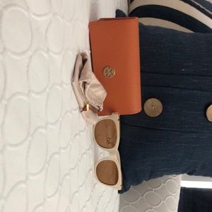 Tory Burch sunglasses white with gold trim,